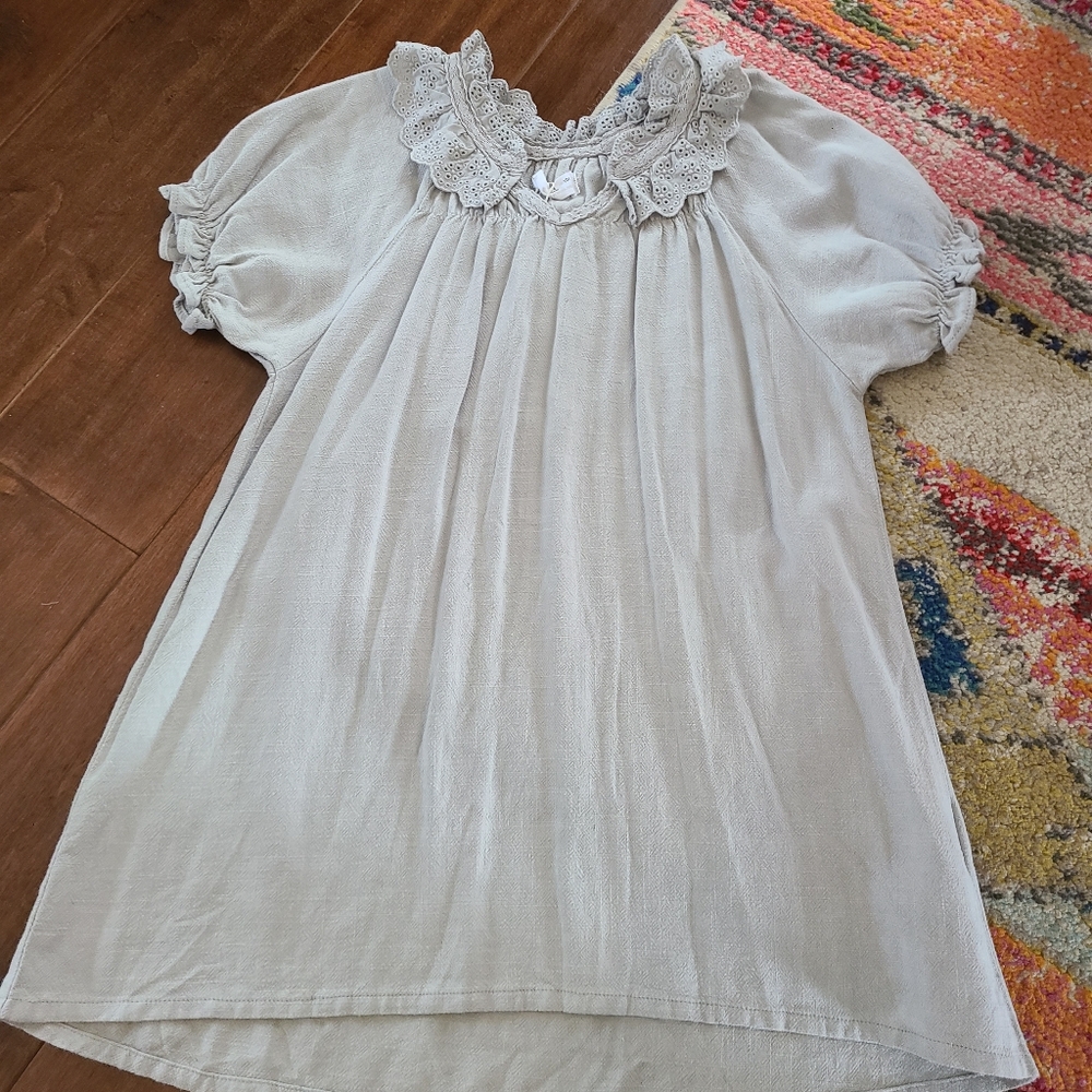 NWT - Zara Grey Lightweight Dress with Lace Trim - 3T